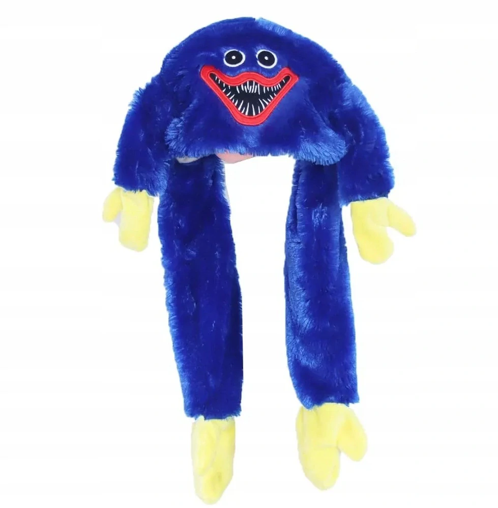 LED plyšová čepice s pohyblivýma ušima Huggy Wuggy - modrá