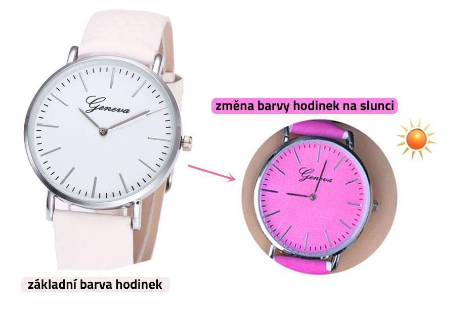 4L 7160b Hodinky měnící barvu - růžové