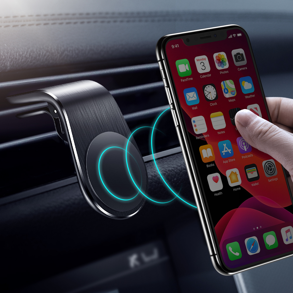 Magnetický držák telefonu s klipem do mřížky ventilace H-CT318 - černý