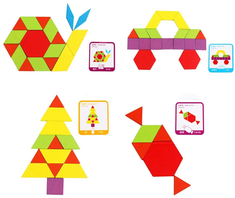 Tvořivé dřevěné puzzle Pattern Blocks 155 kusů