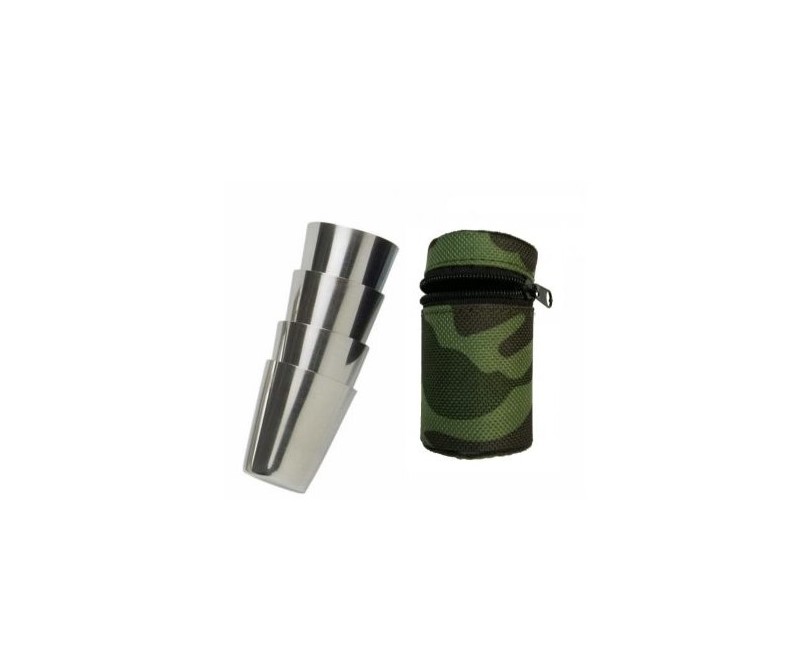 Cestovní nerezové panáky v army pouzdře 25 ml