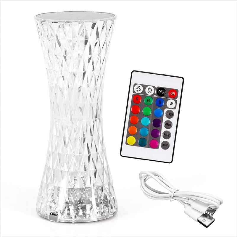 Krystalická stolní lampa model 001 - Rose Diamond Table Lamp USB