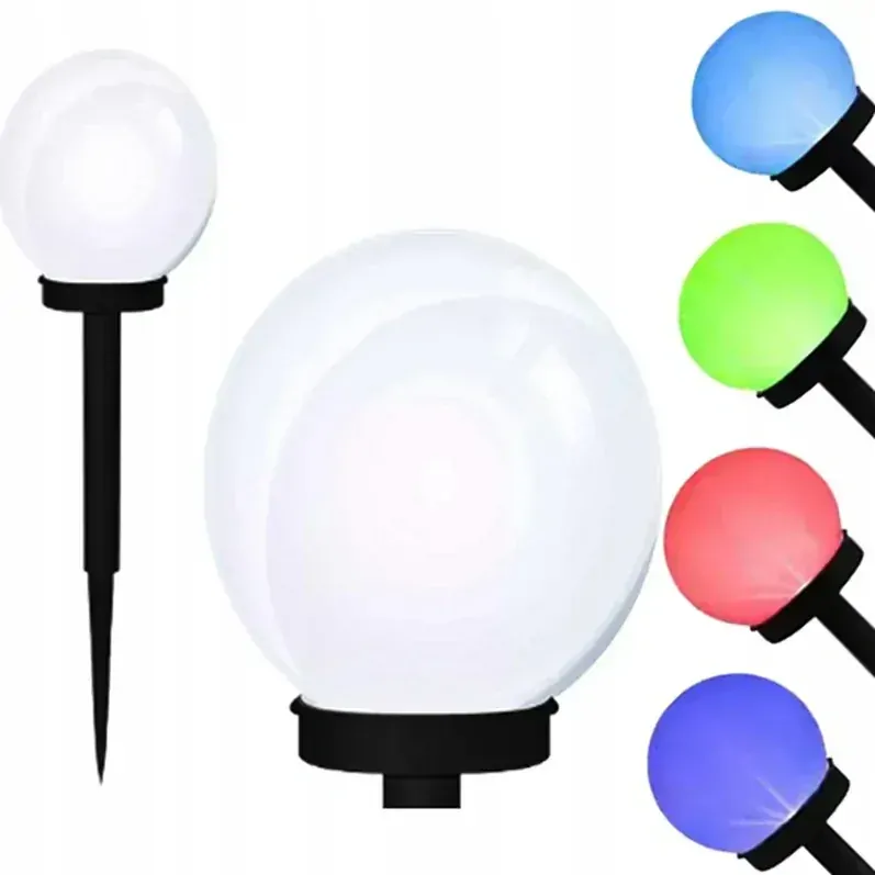 Solární LED zahradní lampy kulaté 2 kusy - barevné světlo