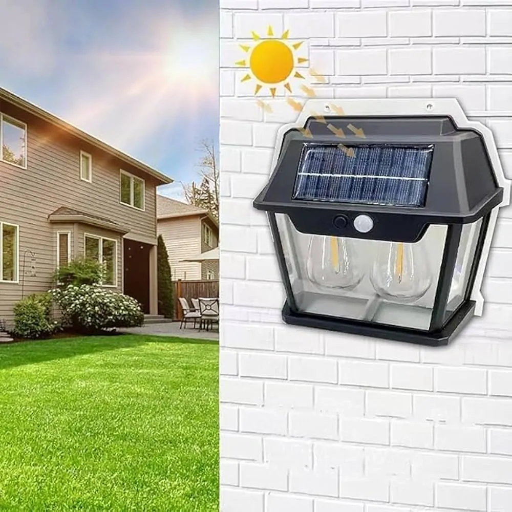 Solární nástěnná LED lampa se senzorem HW 999-2W