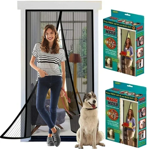 Síť do dveří proti hmyzu s magnety Magic Mesh - krémová