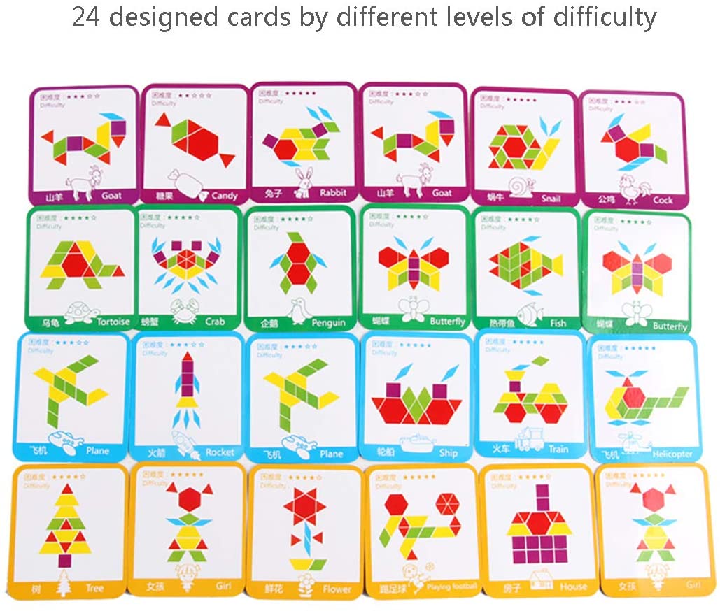 Tvořivé dřevěné puzzle Pattern Blocks 155 kusů