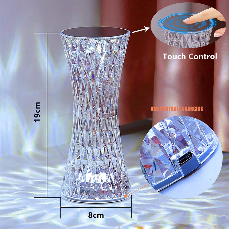Krystalická stolní lampa model 001 - Rose Diamond Table Lamp USB