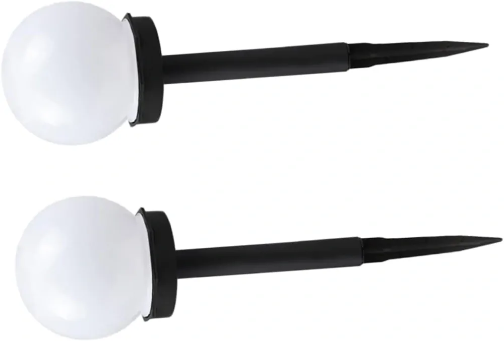 Solární LED zahradní lampy kulaté 2 kusy - bílé světlo