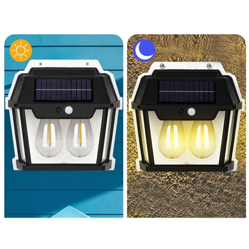 Solární nástěnná LED lampa se senzorem HW 999-2W