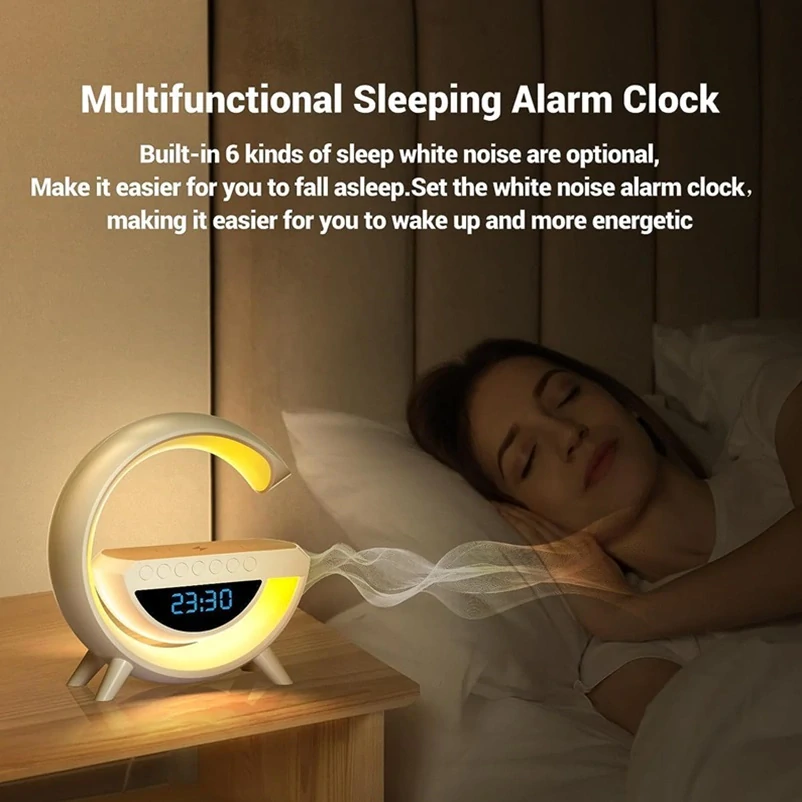 Bluetooth reproduktor s LED lampou bezdrátovou nabíječkou a hodinami BT-3401