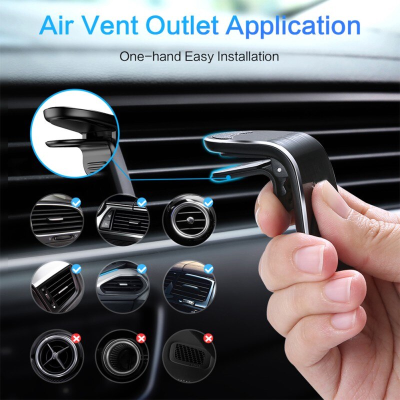 Magnetický držák telefonu s klipem do mřížky ventilace H-CT318 - černý