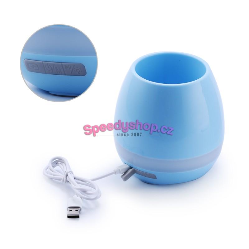 Bluetooth reproduktor ve tvaru květináče - modrý