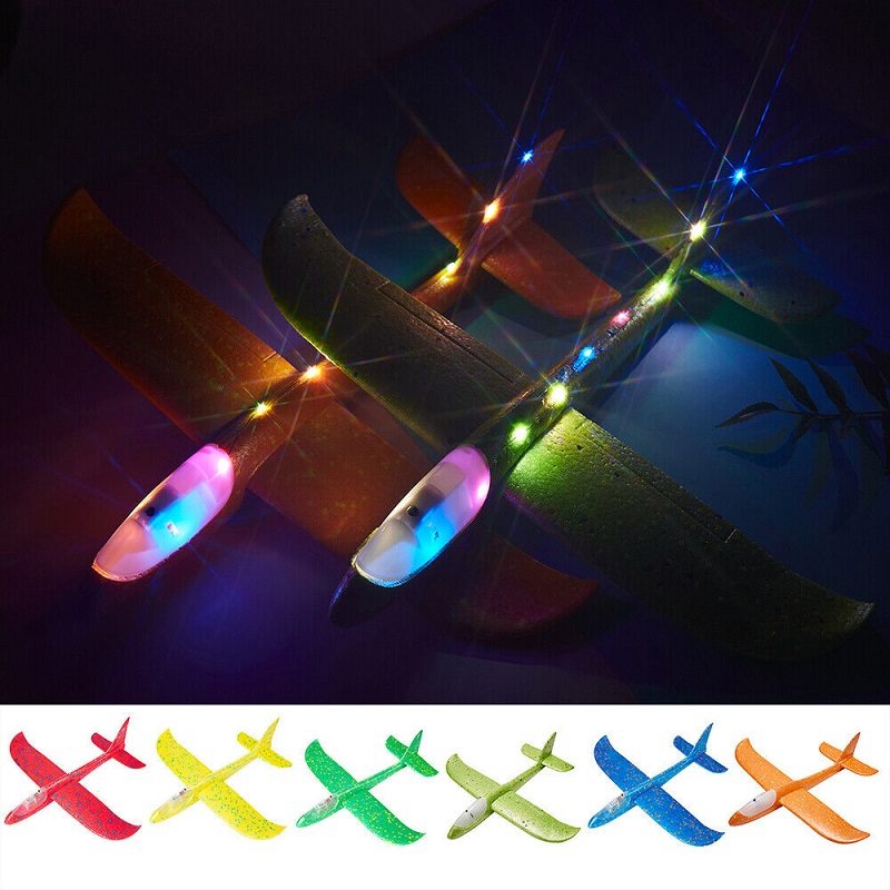 LED pěnové házecí letadlo s dlouhým doletem 48cm - červené