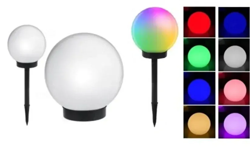 Solární LED zahradní lampy kulaté 2 kusy - barevné světlo